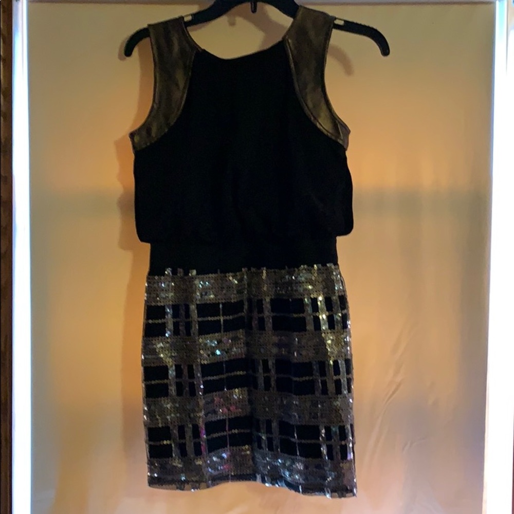 Black mini dress with gold and silver sparkles